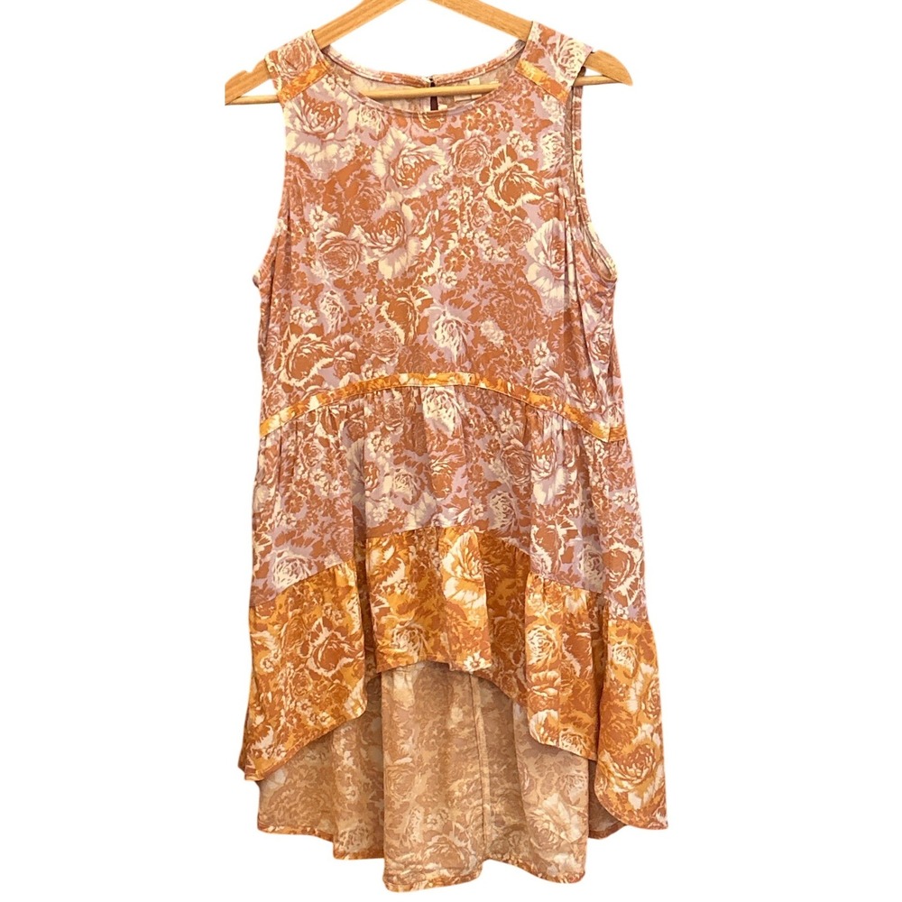 Modern Maurices Sleeveless Floral Tiered Top Boho Cottagecore Lavender Orange S